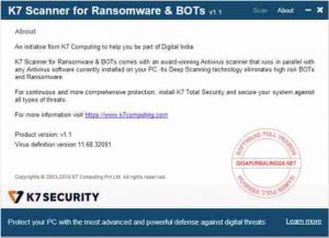 K7 Scanner for Ransomware & BOTs1