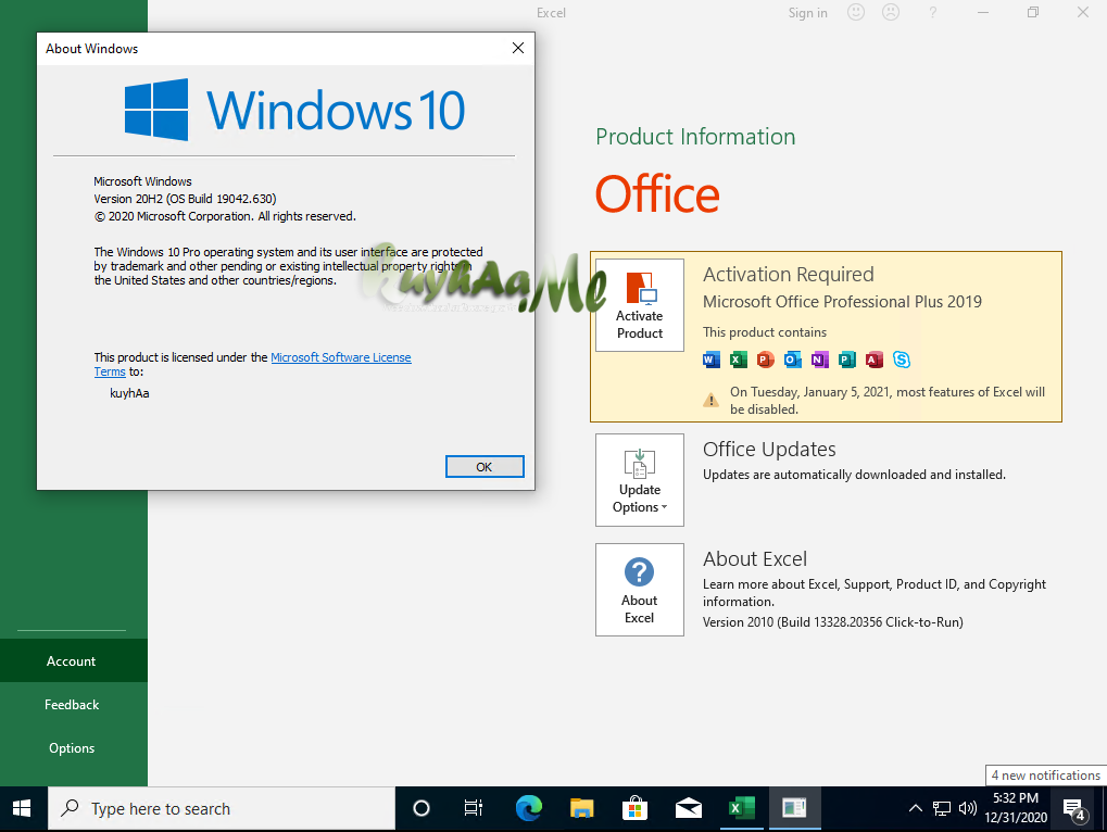 Windows 10 Incl Office 2019